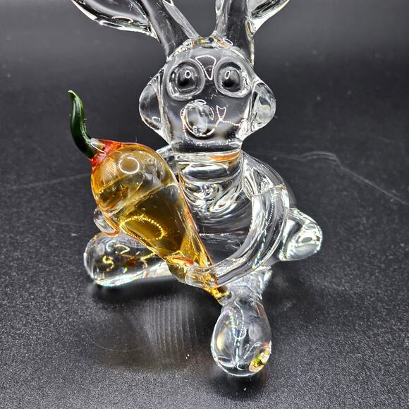 Lampwork Glass Art Bunny with a Carrot Peter Rabbit Medium Size - Picture 3 of 4